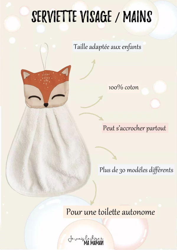 Serviette visage/ mains Renard 100% coton – Image 2