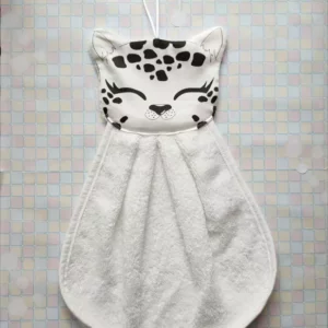 Serviette visage/ mains Panthère des neiges 100% coton